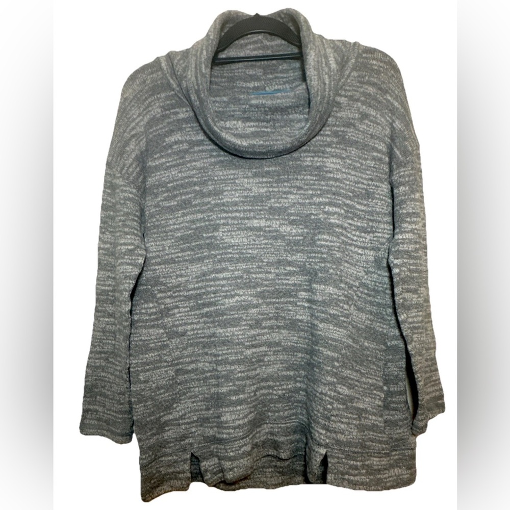 Aerie Womens Medium Sweater Oversized Cowl Neck Marled Grey Cozy Soft Loose